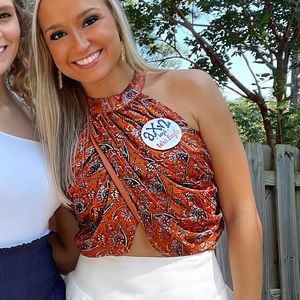 Shein orange wrap crop top